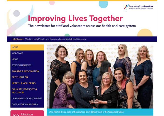 screen shot of the Norfolk and Waveney ICS eMagazine front page